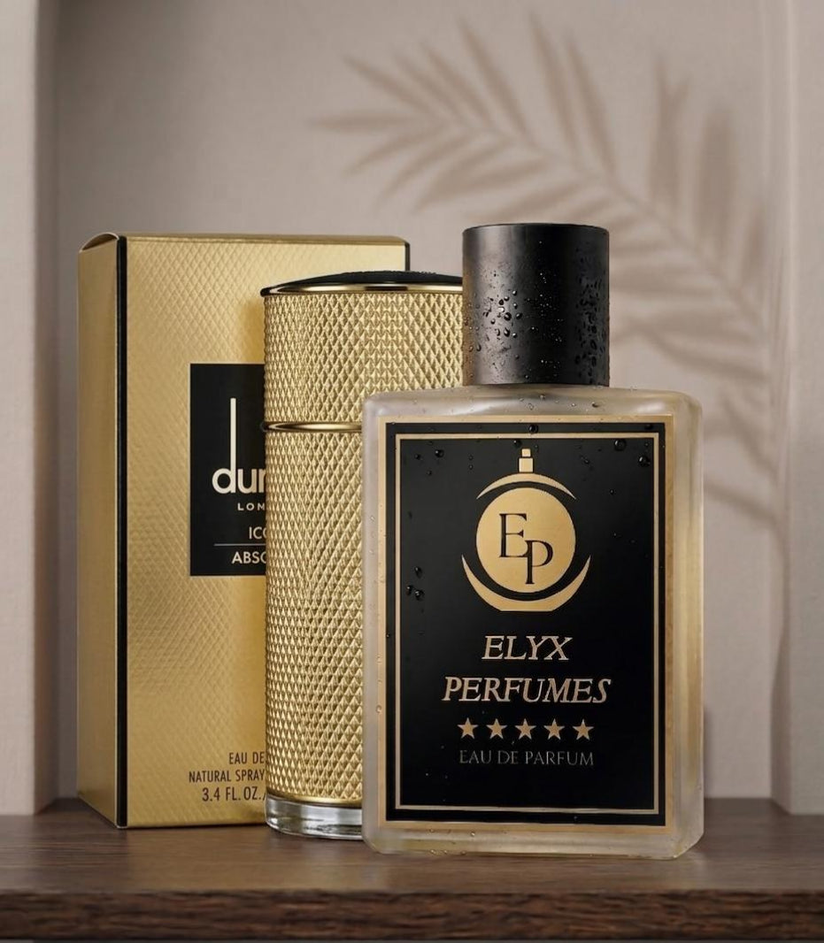 Elyx Perfumes bottle with packaging on a wooden surface
